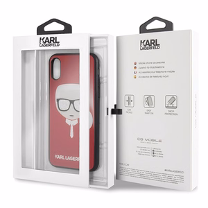 Karl Lagerfeld Iconic Glitter Karl`s Head iPhone X / Xs Ümbris - punane