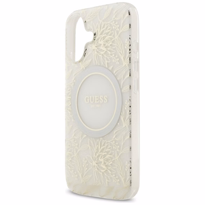 Guess IML Flowers Electro Pearl Strap MagSafe ümbris jaoks iPhone 17 - valge