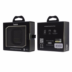 Audi Leather Big Logo Ümbris jaoks AirPods 1 / 2 - must