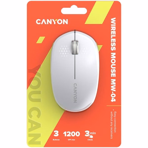 CANYON MW-04 mõlemakäeline juhtmevaba BT-hiir, 1200 dpi, valge