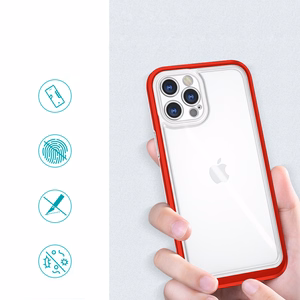 Läbipaistev 3in1 ümbris iPhone 12 Pro raamile geeliga kaetud punane