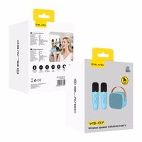Blavec kantav Bluetooth kõlar WS-07 Karaoke Party 5W 2 mikrofoniga sinine
