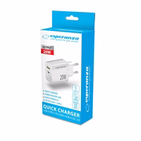 Esperanza EZC105W mains charger 20W valge