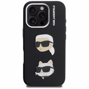 Karl Lagerfeld FW Grained Karl & Choupette Heads Pins ümbris mudelile iPhone 16 Pro Max – must