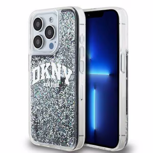 DKNY Liquid Glitter Big Logo iPhone 13 Pro / 13 Ümbris - Must