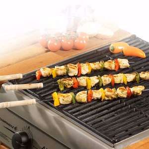 BBQ roostevabast terasest grillvardad puidust käepidemetega, 38 cm, 4 tk