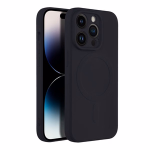 Case for iPhone 14 PRO Silicone Mag Cover compatible with MagSafe (camera protection) black