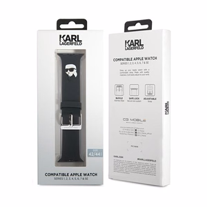 Karl Lagerfeld 3D Rubber Karl Head rihm Apple Watch 42 / 44 / 45 / 49 mm kellale, must