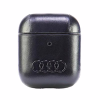 Audi Leather Big Logo Ümbris jaoks AirPods 1 / 2 - must