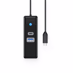 Orico PWCUR-C3 3-port USB hub 1x USB-A 3.0 1x USB-C 3.0 1x RJ45 Gigabit Ethernet 0.15 m - black