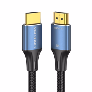 Vention puuvillane põimitud HDMI-A isane-isane HD kaabel 8K 5 m, sinine, alumiiniumsulam