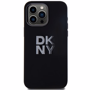 DKNY Liquid Silicone Metal Logo iPhone 15 Pro Ümbris - Must