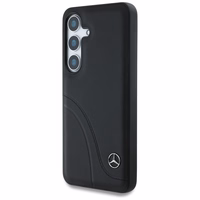 Mercedes Leather Curved Stitches Ümbris jaoks Samsung Galaxy S25 - must