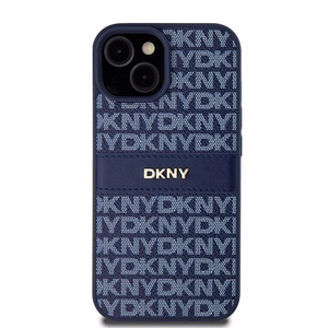 DKNY Leather Mono Stripe & Metal Logo ümbris jaoks iPhone 15 / 14 / 13 - sinine
