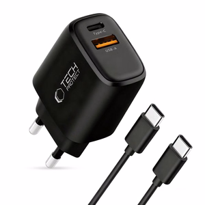 Tech-Protect NCA45W-GAN 2-portiline 45W seinalaadija USB-C kaabliga - must