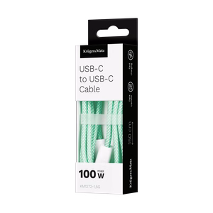 Krüger&Matz Basic USB-C–USB-C kaabel, 100 W, 1,5 m, roheline