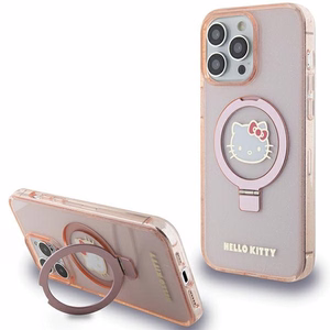 Hello Kitty Ring Stand Glitter Electrop Logo MagSafe Ümbris jaoks iPhone 15 Pro Max - Roosa