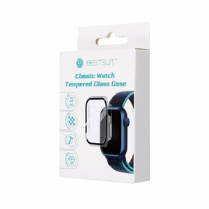 Bestsuit Ümbris with Hybrid Glass jaoks Apple Watch series 7/8/9-41mm - läbipaistev