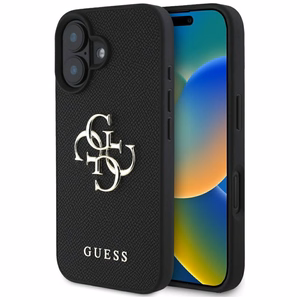 Guess Grained Big 4G Logo Small Classic Logo ümbris jaoks iPhone 16 - must