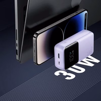 Power Bank Joyroom "JR-PBC07" Lilla 20000mAh 30W (PD / QC3.0) + sisseehitatud Type-C / Lightning kaablid