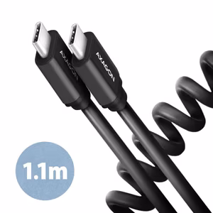 Axagon USB-C USB-C kaabel 1.1m 60W keerdkaabel must BUCM-CM20TB