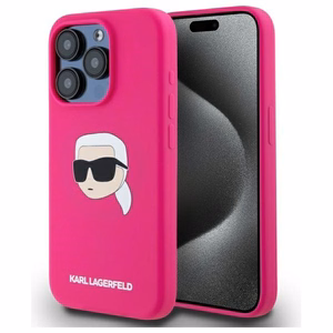 Karl Lagerfeld KLHMP15LSKHPPPLF iPhone 15 Pro 6.1" fuchsia/fuschia hardcase Silicone Karl Head Print MagSafe