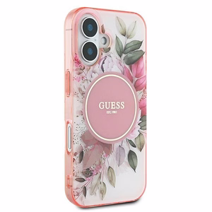 Guess IML Flower & Tonal Circle MagSafe iPhone 16 Plus Ümbris - roosa