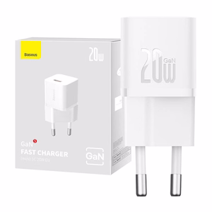 Мини сетевое зарядное устройство Baseus GaN5 20W (белое)