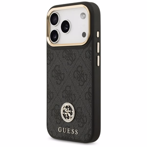 Guess 4G Strass Logo & Big Strap Metal Buttons MagSafe чехол iPhone 17 Pro черный