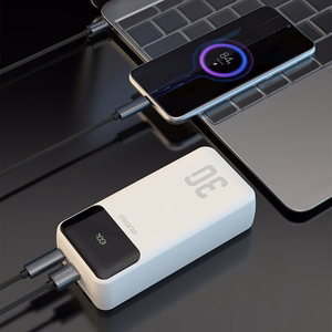 Dudao K15Max 30000mAh PD 22,5W aku koos USB-C ja Lightning kaablitega - valge