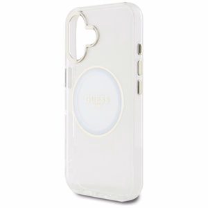 Guess IML Metal Colored Circle Classic Logo MagSafe ümbris jaoks iPhone 16 - valge