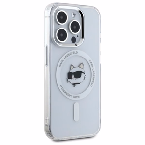 Karl Lagerfeld IML Metal Choupette Head MagSafe iPhone 15 Pro Ümbris - valge