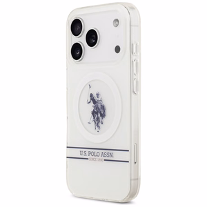 US Polo DH and Bottom Stripe Logo MagSafe Ümbris jaoks iPhone 17 Pro - Valge