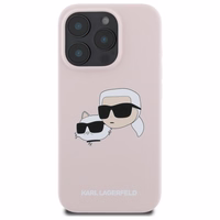 Karl Lagerfeld Silicone Nauble Heads Print MagSafe Ümbris jaoks iPhone 16 Pro - Roosa