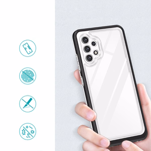 Läbipaistev 3in1 ümbris Samsung Galaxy A32 5G Frame Gel Cover Must