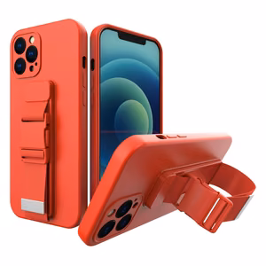 Köiega ümbris geeliga ümbris koos ketiga paelakott paelakott iPhone 12 mini punane