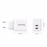 Crong Ultra Compact GaN - võrgulaadija 2x USB-C 35W PD 3.0 with PPS (valge)