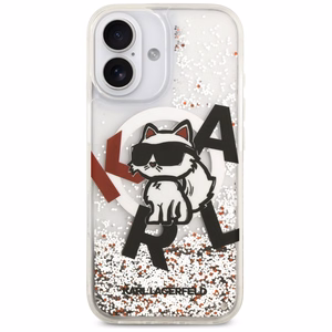 Karl Lagerfeld Liquid Glitter Choupette Logo MagSafe Ümbris jaoks iPhone 17 - Clear