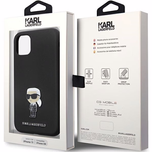 Karl Lagerfeld KLHCN61SMHKNPK ümbris jaoks iPhone 11 / Xr - must Silicone Ikonik Metal Pin