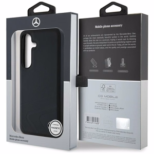Mercedes Leather Horizontal Debossed Curves MagSafe Ümbris jaoks Samsung Galaxy S25 - must