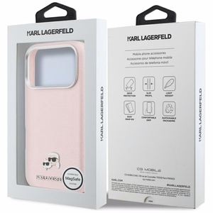 Karl Lagerfeld ümbris iPhone 17 Pro Max 6,9" jaoks, HC MAGSAFE PU FW K&C peamärgiga, roosa