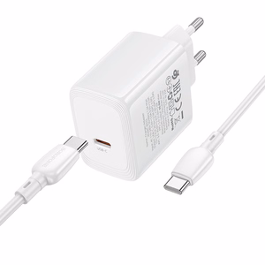 Borofone BN33 Fuente GaN USB-C võrgulaadija QC3.0 PD 40W USB-C kaabliga valge