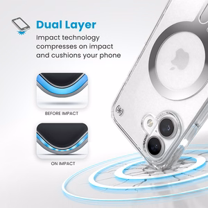 Speck Presidio Perfect-Clear MagSafe'i ja ClickLocki toega ümbris iPhone 16-le, Clear/Chrome