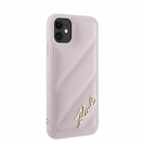 Karl Lagerfeld Diagonal Quilted Script ümbris jaoks iPhone 11 / Xr - roosa
