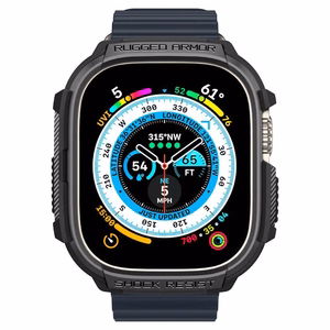 Spigen Rugged Armor ümbris Apple Watch Ultra 49 mm jaoks, mattmust