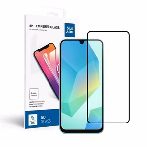 Karastatud klaas Samsung Galaxy A17 4G / A17 5G / A16 4G / A16 5G / M16 5G-le (täisliim / ümbrisega sobiv) Blue Star 5D must