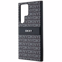 DKNY Leather Mono Stripe & Metal Logo ümbris jaoks Samsung Galaxy S24 Ultra - must