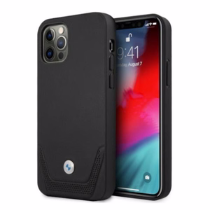 BMW nahast perforeeritud ümbris iPhone 12 Pro Max'ile - must