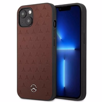 Mercedes nahast tähtede mustriga ümbris iPhone 13 mini jaoks - punane