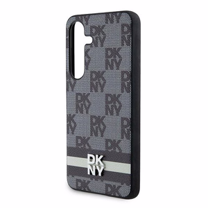 DKNY Leather Checkered Mono Pattern & Printed Stripes Ümbris jaoks Samsung Galaxy S24 - Must